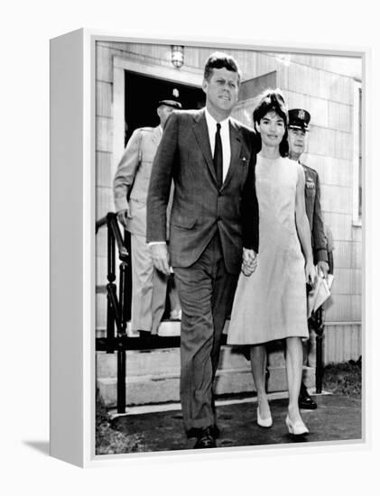 Pres and Jacqueline Kennedy Walk Hand-In-Hand after Death of Infant Son, Patrick Bouvier Kennedy-null-Framed Stretched Canvas