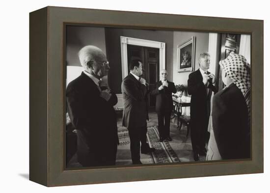 Pres. Clinton and Middle East Leaders before Signing to Extend Palestinian Rule on the West Bank-null-Framed Stretched Canvas