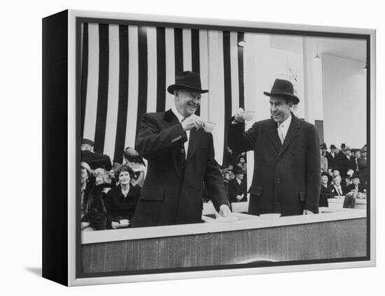 Pres. Dwight D. Eisenhower and Vice Pres. Richard M. Nixon on Inauguration Day-Ed Clark-Framed Premier Image Canvas