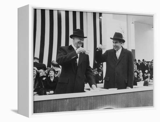 Pres. Dwight D. Eisenhower and Vice Pres. Richard M. Nixon on Inauguration Day-Ed Clark-Framed Premier Image Canvas