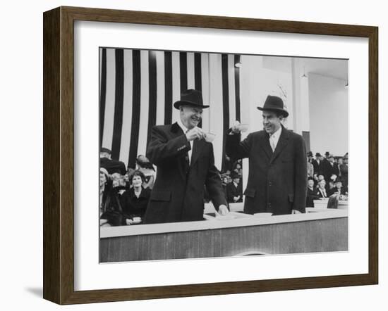 Pres. Dwight D. Eisenhower and Vice Pres. Richard M. Nixon on Inauguration Day-Ed Clark-Framed Photographic Print