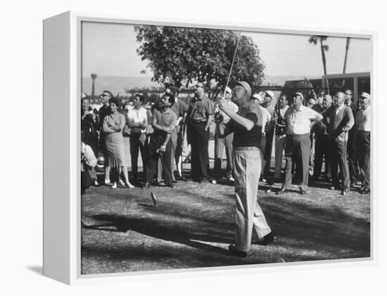 Pres. Dwight D. Eisenhower Playing Golf with George E. Allen-Ed Clark-Framed Premier Image Canvas