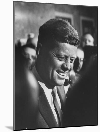 Pres.-Elect John F. Kennedy, on Announcement of Birth of His Son, at Home in Georgetown-null-Mounted Photographic Print