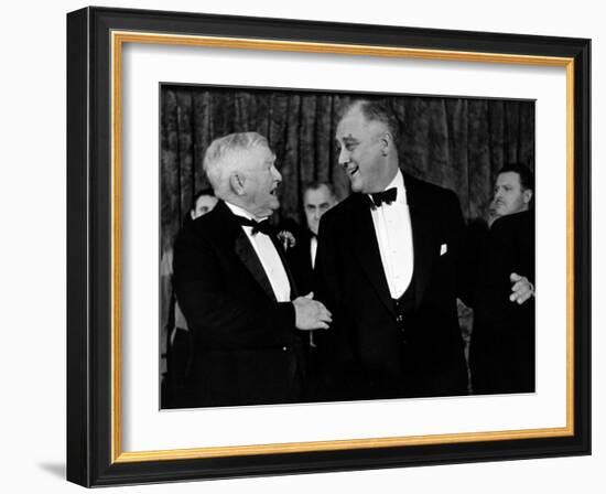 Pres. Franklin D. Roosevelt and Vice Pres. John Nance Garner Attending the Jackson Day Dinner-Peter Stackpole-Framed Photographic Print