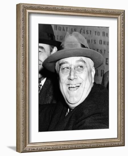 Pres Franklin Roosevelt Breaks Ground for $80,000,000 Brooklyn-Battery Tunnel Project, Oct 28, 1940-null-Framed Photo