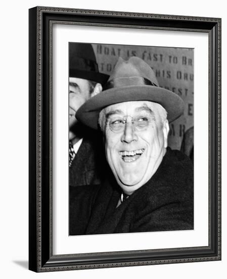 Pres Franklin Roosevelt Breaks Ground for $80,000,000 Brooklyn-Battery Tunnel Project, Oct 28, 1940-null-Framed Photo