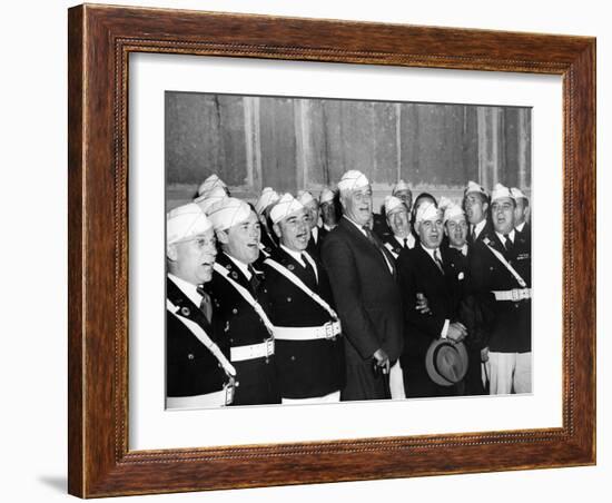 Pres Franklin Roosevelt Singing 'Home on the Range' with American Legion Glee Club of Syracuse, NY-null-Framed Photo