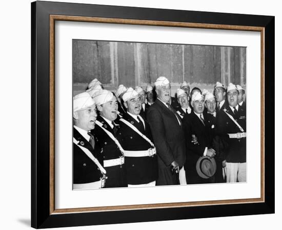 Pres Franklin Roosevelt Singing 'Home on the Range' with American Legion Glee Club of Syracuse, NY-null-Framed Photo