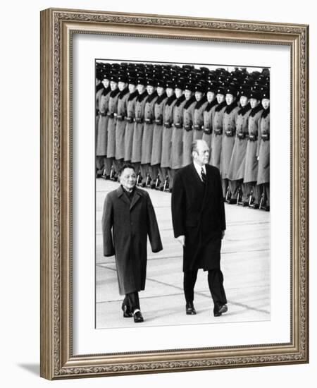 Pres Gerald Ford Walks with China's Vice Premier Deng Xiaoping During Visit to China, Dec 5, 1975-null-Framed Photo