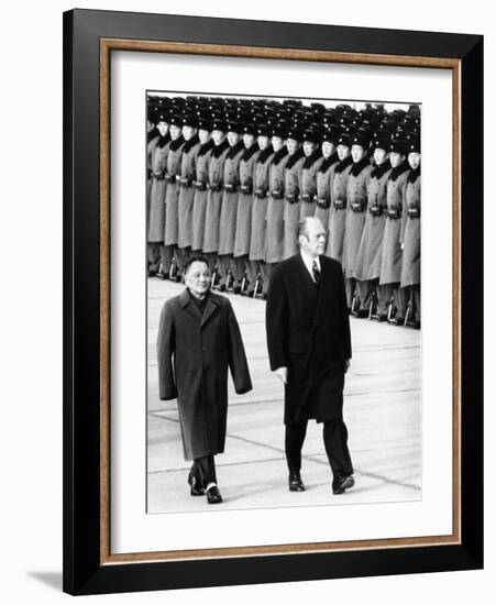 Pres Gerald Ford Walks with China's Vice Premier Deng Xiaoping During Visit to China, Dec 5, 1975-null-Framed Photo