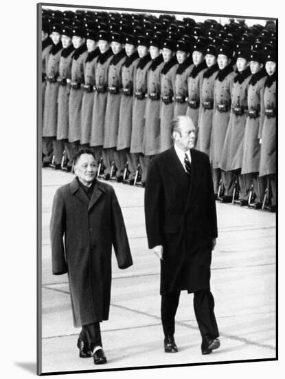 Pres Gerald Ford Walks with China's Vice Premier Deng Xiaoping During Visit to China, Dec 5, 1975-null-Mounted Photo