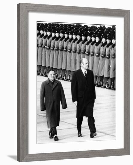 Pres Gerald Ford Walks with China's Vice Premier Deng Xiaoping During Visit to China, Dec 5, 1975-null-Framed Photo