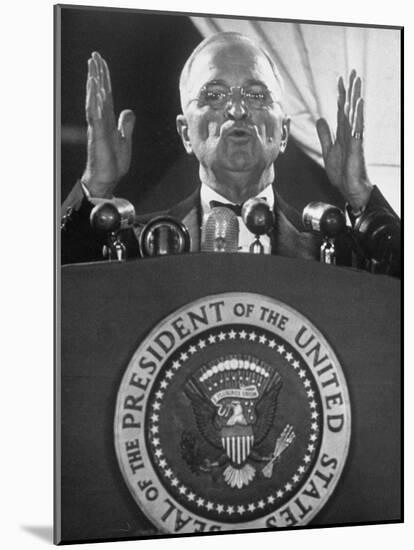 Pres. Harry S. Truman Giving a Speech at a Jefferson-Jackson Day Dinner-null-Mounted Photographic Print
