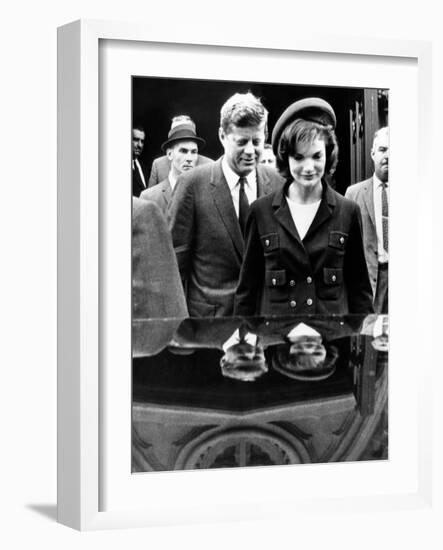 Pres John and Jacqueline Kennedy Leaving Newport's St Mary's Church Where They Attended Mass-null-Framed Photo