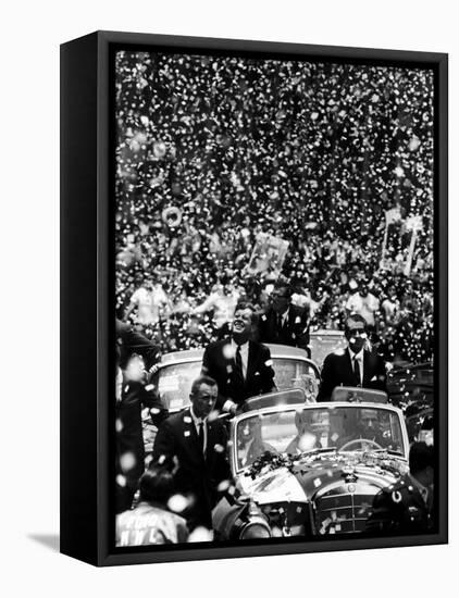 Pres. John F. Kennedy and Adolfo Lopez-John Dominis-Framed Premier Image Canvas