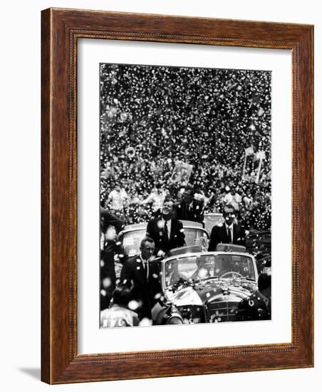 Pres. John F. Kennedy and Adolfo Lopez-John Dominis-Framed Photographic Print