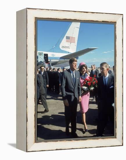 Pres. John F Kennedy and Wife Jackie at Love Field During Campaign Tour on Day of Assassination-Art Rickerby-Framed Premier Image Canvas