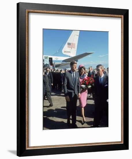 Pres. John F Kennedy and Wife Jackie at Love Field During Campaign Tour on Day of Assassination-Art Rickerby-Framed Premium Photographic Print