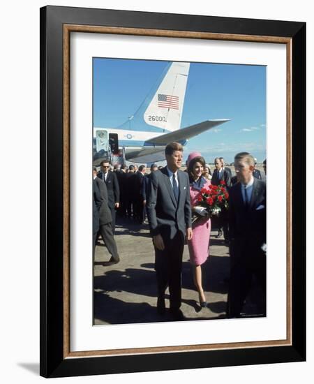 Pres. John F Kennedy and Wife Jackie at Love Field During Campaign Tour on Day of Assassination-Art Rickerby-Framed Photographic Print