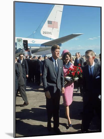 Pres. John F Kennedy and Wife Jackie at Love Field During Campaign Tour on Day of Assassination-Art Rickerby-Mounted Photographic Print