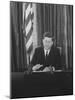 Pres. John F. Kennedy at White House Broadcasting Nationwide Speech on Berlin Crisis-Ed Clark-Mounted Photographic Print