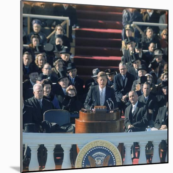Pres. John F. Kennedy Delivering His Inaugural Speech-null-Mounted Photographic Print