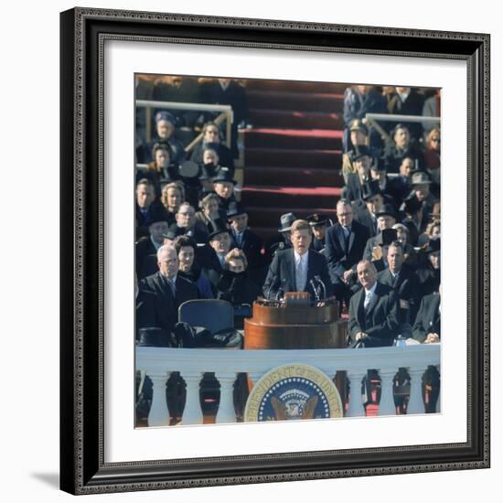 Pres. John F. Kennedy Delivering His Inaugural Speech-null-Framed Photographic Print