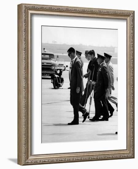 Pres. John F. Kennedy on Crutches Due to Back Ailment-Ed Clark-Framed Photographic Print