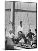 Pres. John F. Kennedy Sailing with Sen. Edmund S. Muskie-null-Mounted Photographic Print
