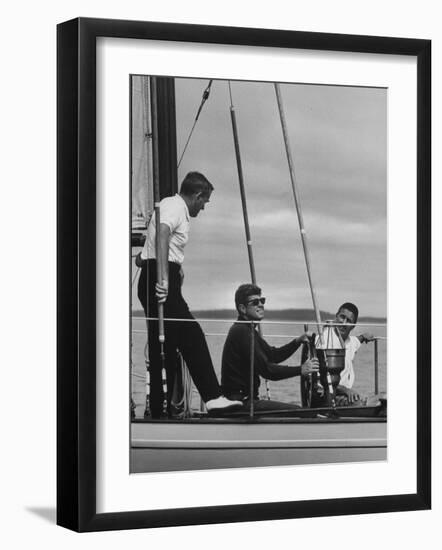 Pres. John F. Kennedy Sailing-null-Framed Photographic Print