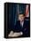 Pres. John F. Kennedy Sitting at His Desk, with Flag in Bkgrd-Alfred Eisenstaedt-Framed Premier Image Canvas