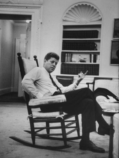 'Pres. John F. Kennedy Sitting in Rocking Chair' Photographic Print ...