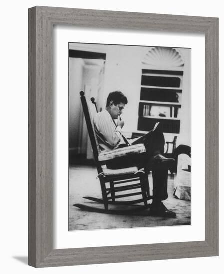 Pres. John F. Kennedy Sitting in Rocking Chair-null-Framed Photographic Print