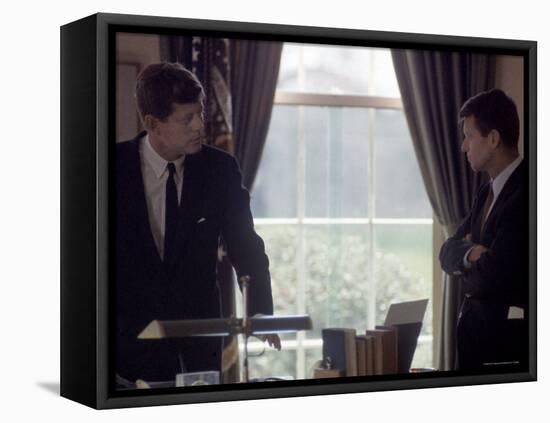 Pres. John F. Kennedy with Brother Robert F. Kennedy at the White House During the Steel Crisis-Art Rickerby-Framed Premier Image Canvas