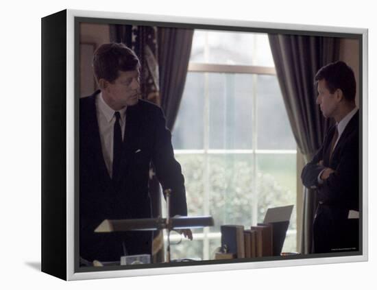 Pres. John F. Kennedy with Brother Robert F. Kennedy at the White House During the Steel Crisis-Art Rickerby-Framed Premier Image Canvas