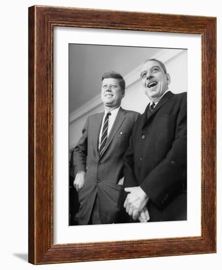 Pres. John F. Kennedy with Luis Munoz Marin, Governor of Puerto Rico-null-Framed Photographic Print