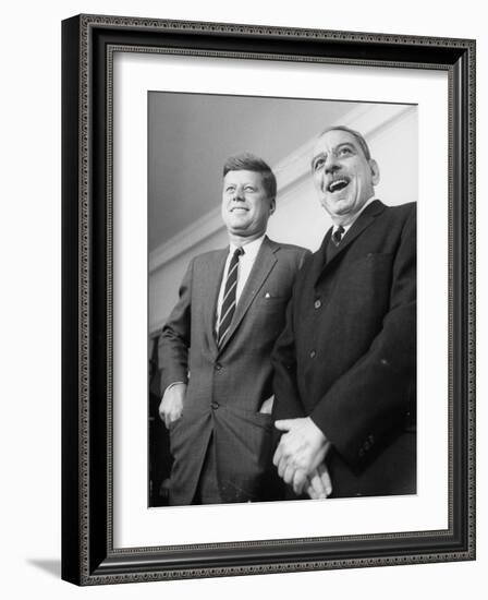 Pres. John F. Kennedy with Luis Munoz Marin, Governor of Puerto Rico-null-Framed Photographic Print