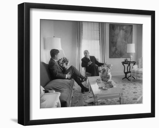 Pres. John F. Kennedy with Luis Munoz Marin-null-Framed Photographic Print
