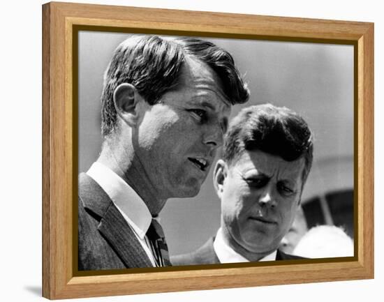 Pres John Kennedy and Attorney General Robert Kennedy at Ceremonies Honoring African Americans-null-Framed Stretched Canvas