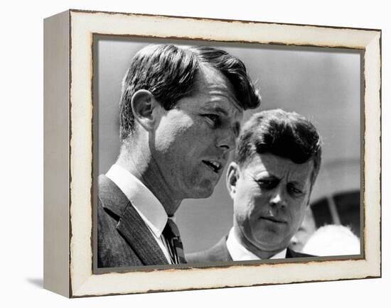 Pres John Kennedy and Attorney General Robert Kennedy at Ceremonies Honoring African Americans-null-Framed Stretched Canvas