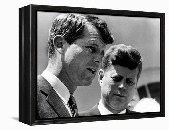 Pres John Kennedy and Attorney General Robert Kennedy at Ceremonies Honoring African Americans-null-Framed Stretched Canvas