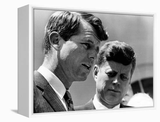 Pres John Kennedy and Attorney General Robert Kennedy at Ceremonies Honoring African Americans-null-Framed Stretched Canvas