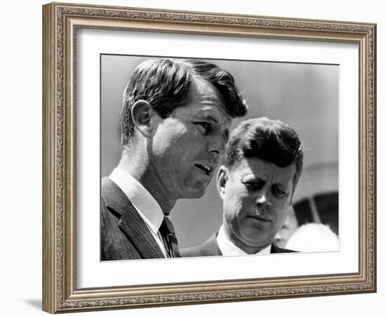 Pres John Kennedy and Attorney General Robert Kennedy at Ceremonies Honoring African Americans-null-Framed Photo