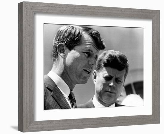 Pres John Kennedy and Attorney General Robert Kennedy at Ceremonies Honoring African Americans-null-Framed Photo