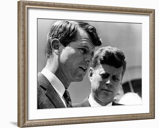 Pres John Kennedy and Attorney General Robert Kennedy at Ceremonies Honoring African Americans-null-Framed Photo