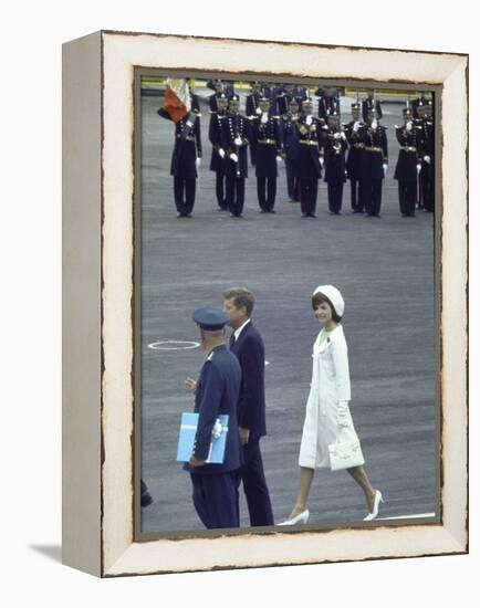 Pres. John Kennedy and Wife Jacqueline During a State Visit to Mexico-John Dominis-Framed Premier Image Canvas