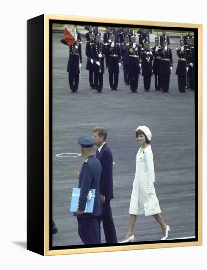 Pres. John Kennedy and Wife Jacqueline During a State Visit to Mexico-John Dominis-Framed Premier Image Canvas