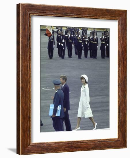 Pres. John Kennedy and Wife Jacqueline During a State Visit to Mexico-John Dominis-Framed Photographic Print
