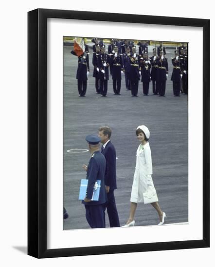 Pres. John Kennedy and Wife Jacqueline During a State Visit to Mexico-John Dominis-Framed Photographic Print