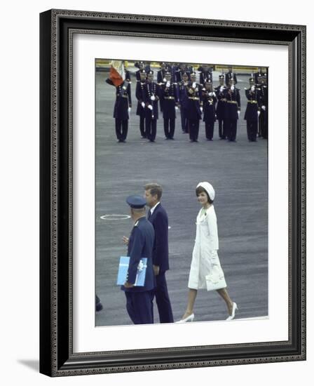 Pres. John Kennedy and Wife Jacqueline During a State Visit to Mexico-John Dominis-Framed Photographic Print